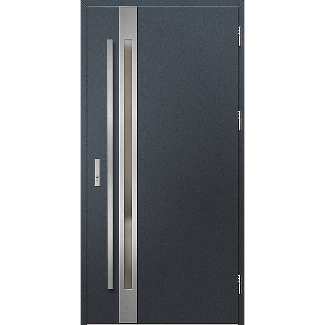Ocelové vchodové dveře - LANGEN 1 - Antracit Struktura, Label Inox Ocelové vchodové dveře ERKADO - LANGEN 1 - Antracit Struktura, Label Inox