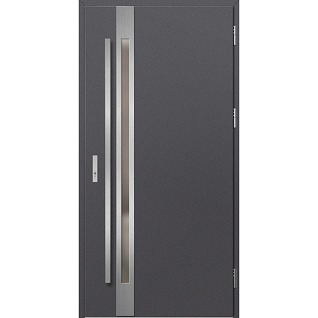 Ocelové vchodové dveře - LANGEN 1 - Hladký Antracit, Label Inox Ocelové vchodové dveře - LANGEN 1 - Hladký Antracit, Label Inox