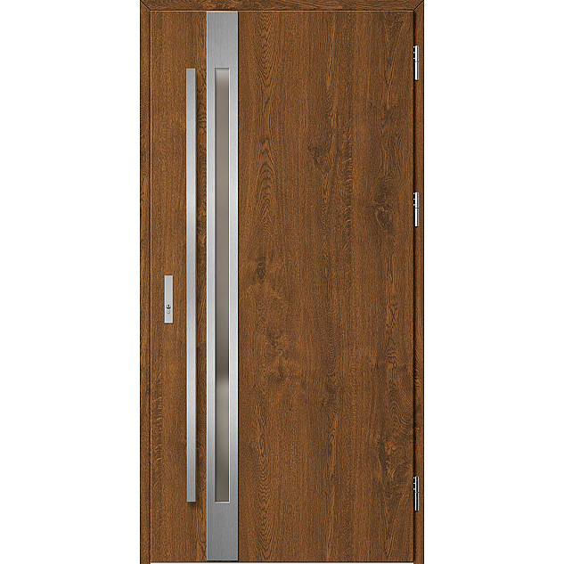 Ocelové vchodové dveře - LANGEN 1 - Ořech, Label Inox Ocelové vchodové dveře ERKADO - LANGEN 1 - Ořech, Label Inox