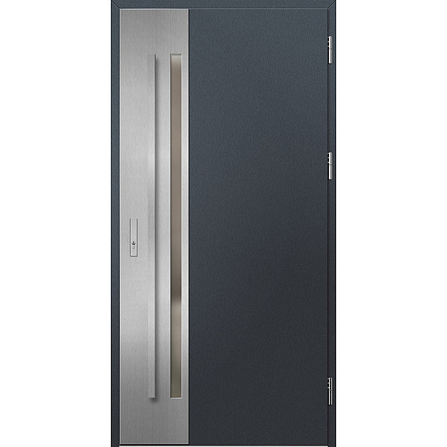 Ocelové vchodové dveře - LANGEN 2 - Antracit Struktura, Label Inox Ocelové vchodové dveře ERKADO - LANGEN 2 - Antracit Struktura, Label Inox