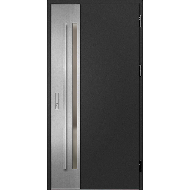 Ocelové vchodové dveře - LANGEN 2 - Černá, Label Inox Ocelové vchodové dveře ERKADO - LANGEN 2 - Černá, Label Inox
