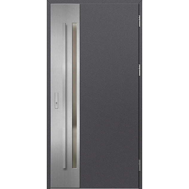 Ocelové vchodové dveře - LANGEN 2 - Hladký Antracit, Label Inox Ocelové vchodové dveře - LANGEN 2 - Hladký Antracit, Label Inox