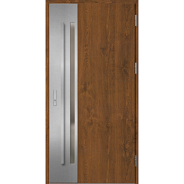 Ocelové vchodové dveře - LANGEN 2 - Ořech, Label Inox Ocelové vchodové dveře ERKADO - LANGEN 2 - Ořech, Label Inox
