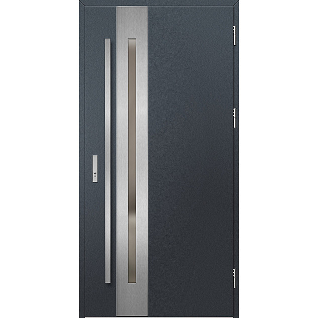 Ocelové vchodové dveře - LANGEN 3 - Antracit Struktura, Label Inox Ocelové vchodové dveře ERKADO - LANGEN 3 - Antracit Struktura, Label Inox