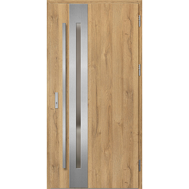 Ocelové vchodové dveře - LANGEN 3 - Dub Natur, Label Inox Ocelové vchodové dveře ERKADO - LANGEN 3 - Dub Natur, Label Inox