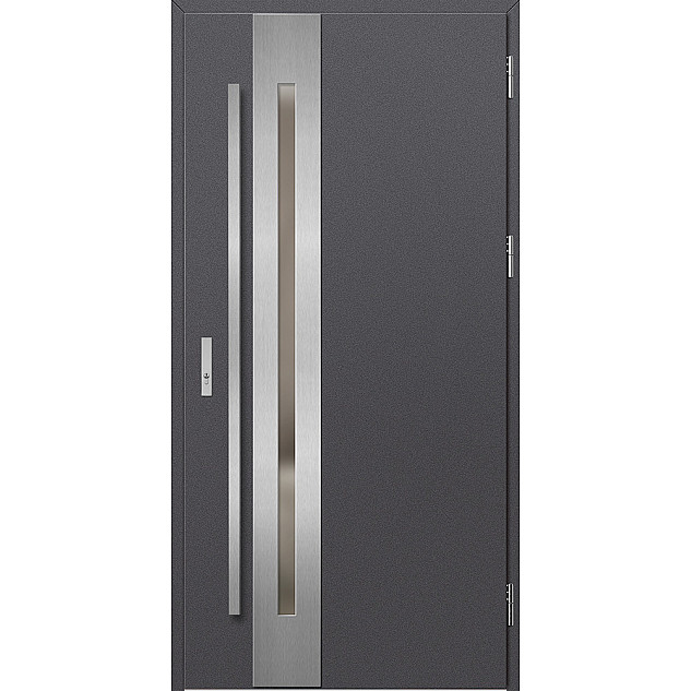 Ocelové vchodové dveře - LANGEN 3 - Hladký Antracit, Label Inox Ocelové vchodové dveře - LANGEN 3 - Hladký Antracit, Label Inox
