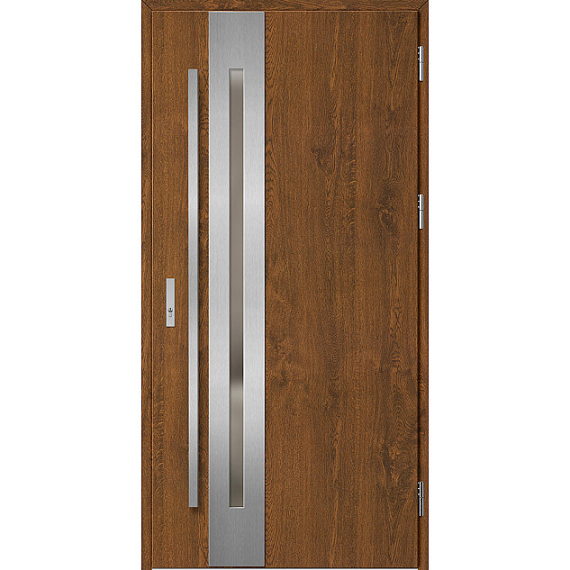 Ocelové vchodové dveře - LANGEN 3 - Ořech, Label Inox Ocelové vchodové dveře ERKADO - LANGEN 3 - Ořech, Label Inox