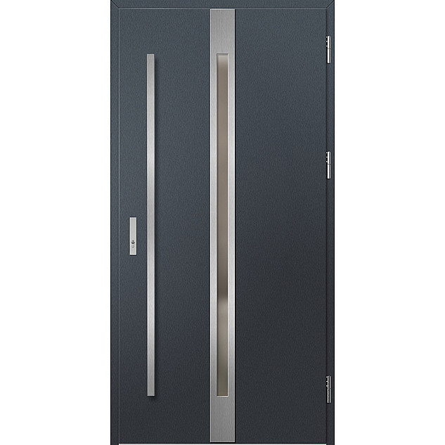 Ocelové vchodové dveře - LANGEN 4 - Antracit Struktura, Label Inox Ocelové vchodové dveře ERKADO - LANGEN 4 - Antracit Struktura, Label Inox
