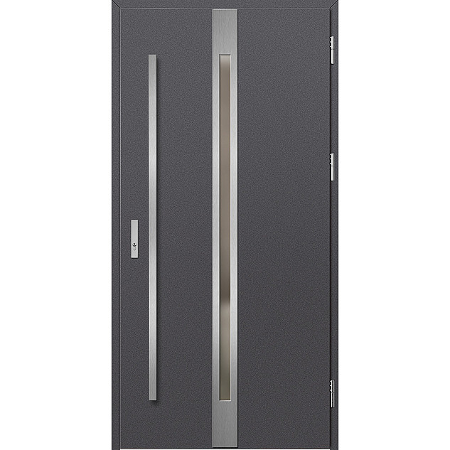 Ocelové vchodové dveře - LANGEN 4 - Hladký Antracit, Label Inox Ocelové vchodové dveře - LANGEN 4 - Hladký Antracit, Label Inox
