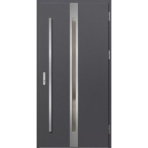 Ocelové vchodové dveře - LANGEN 4 - Hladký Antracit, Label Inox