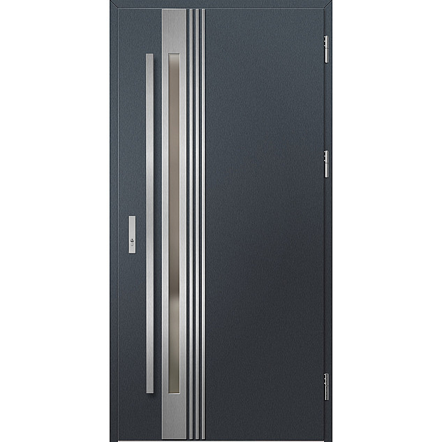 Ocelové vchodové dveře - LANGEN 5 - Antracit Struktura, Label Inox Ocelové vchodové dveře ERKADO - LANGEN 5 - Antracit Struktura, Label Inox