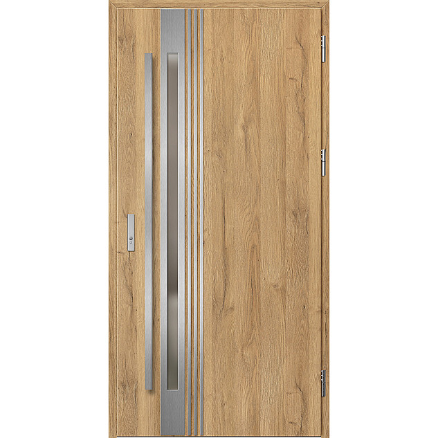 Ocelové vchodové dveře - LANGEN 5 - Dub Natur, Label Inox Ocelové vchodové dveře ERKADO - LANGEN 5 - Dub Natur, Label Inox