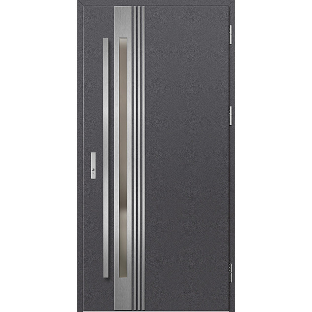 Ocelové vchodové dveře - LANGEN 5 - Hladký Antracit, Label Inox Ocelové vchodové dveře - LANGEN 5 - Hladký Antracit, Label Inox