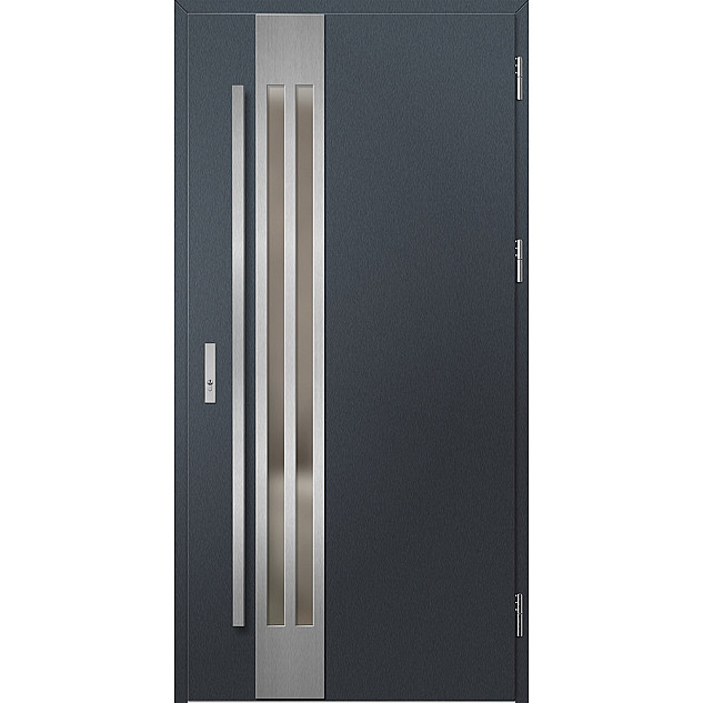 Ocelové vchodové dveře - LEIMEN 1 - Antracit Struktura, Label Inox Ocelové vchodové dveře ERKADO - LEIMEN 1 - Antracit Struktura, Label Inox