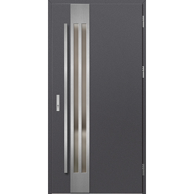 Ocelové vchodové dveře - LEIMEN 1 - Hladký Antracit, Label Inox Ocelové vchodové dveře ERKADO - LEIMEN 1 - Hladký Antracit, Label Inox