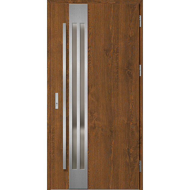 Ocelové vchodové dveře - LEIMEN 1 - Ořech, Label Inox Ocelové vchodové dveře ERKADO - LEIMEN 1 - Ořech, Label Inox