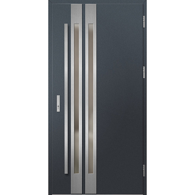 Ocelové vchodové dveře - LEIMEN 2 - Antracit Struktura, Label Inox Ocelové vchodové dveře ERKADO - LEIMEN 2 - Antracit Struktura, Label Inox