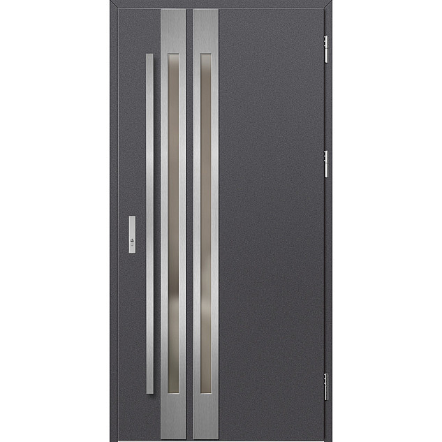 Ocelové vchodové dveře - LEIMEN 2 - Hladký Antracit, Label Inox Ocelové vchodové dveře ERKADO - LEIMEN 2 - Hladký Antracit, Label Inox