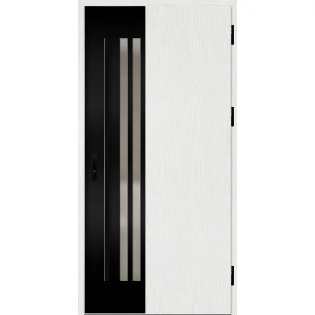 Ocelové vchodové dveře ERKADO - LEIMEN 3 - Borovice Bílá, Label Black