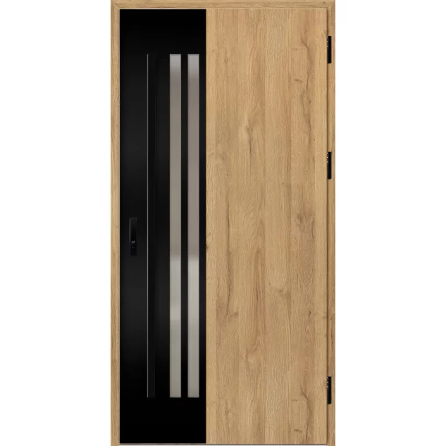 Ocelové vchodové dveře ERKADO - LEIMEN 3 - Dub Natur, Label Black