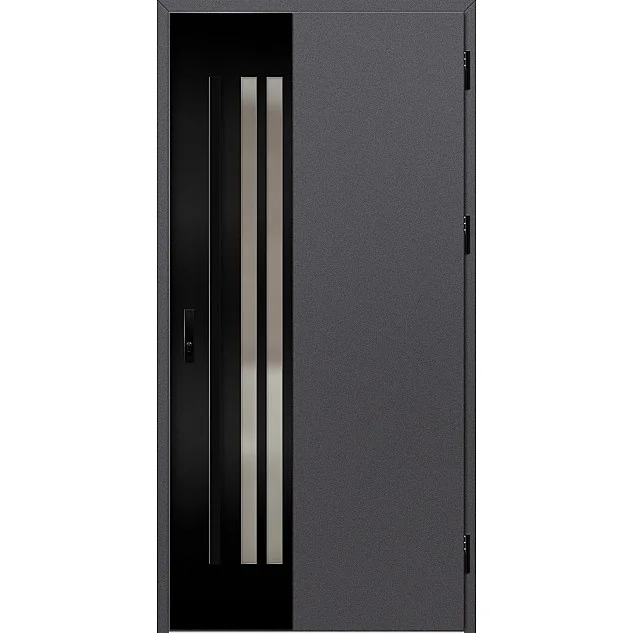 Ocelové vchodové dveře - LEIMEN 3 - Hladký Antracit, Label Black Ocelové vchodové dveře ERKADO - LEIMEN 3 - Hladký Antracit, Label Black