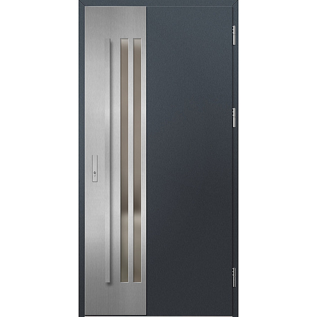 Ocelové vchodové dveře - LEIMEN 3 - Antracit Struktura, Label Inox Ocelové vchodové dveře ERKADO - LEIMEN 3 - Antracit Struktura, Label Inox