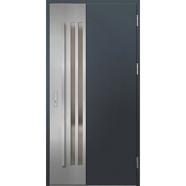 Ocelové vchodové dveře - LEIMEN 3 - Antracit Struktura, Label Inox Ocelové vchodové dveře ERKADO - LEIMEN 3 - Antracit Struktura, Label Inox