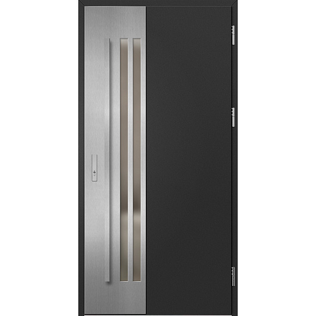 Ocelové vchodové dveře - LEIMEN 3 - Černá, Label Inox Ocelové vchodové dveře ERKADO - LEIMEN 3 - Černá, Label Inox