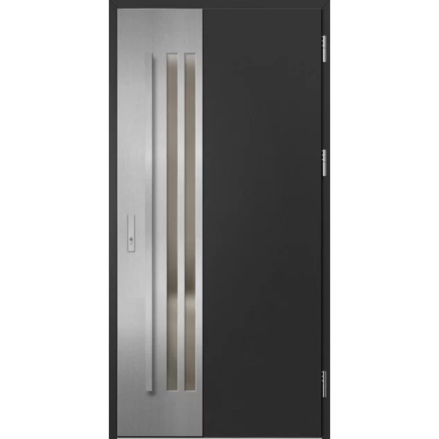 Ocelové vchodové dveře ERKADO - LEIMEN 3 - Černá, Label Inox