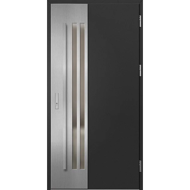 Ocelové vchodové dveře - LEIMEN 3 - Černá, Label Inox Ocelové vchodové dveře ERKADO - LEIMEN 3 - Černá, Label Inox