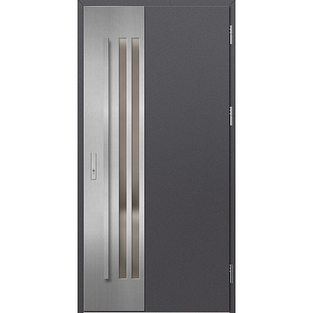 Ocelové vchodové dveře - LEIMEN 3 - Hladký Antracit, Label Inox Ocelové vchodové dveře ERKADO - LEIMEN 3 - Hladký Antracit, Label Inox
