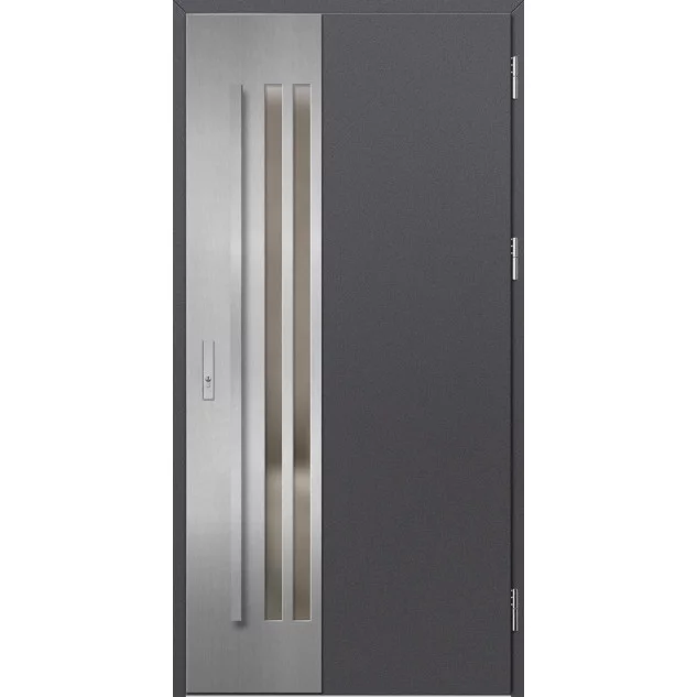 Ocelové vchodové dveře ERKADO - LEIMEN 3 - Hladký Antracit, Label Inox