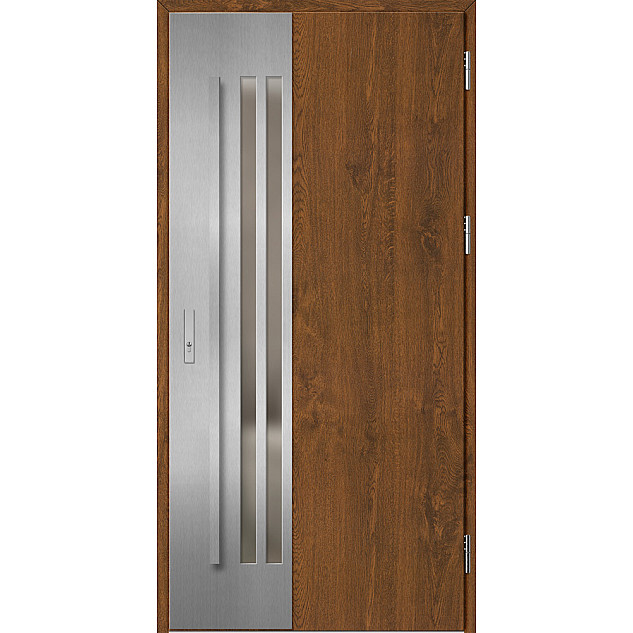 Ocelové vchodové dveře - LEIMEN 3 - Ořech, Label Inox Ocelové vchodové dveře ERKADO - LEIMEN 3 - Ořech, Label Inox