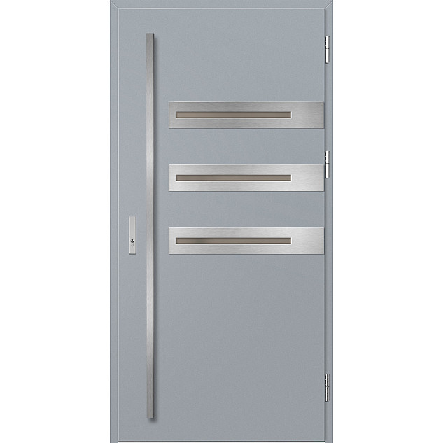 Ocelové vchodové dveře - LEOBEN 1 - Šedá, Label Inox Ocelové vchodové dveře ERKADO - LEOBEN 1 - Šedá, Label Inox