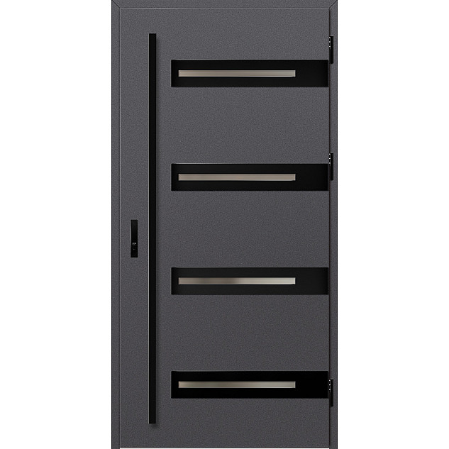 Ocelové vchodové dveře - LEOBEN 2 - Hladký Antracit, Label Black Ocelové vchodové dveře ERKADO - LEOBEN 2 - Hladký Antracit, Label Black