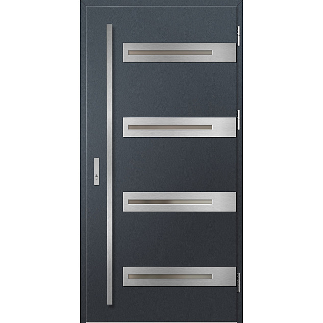 Ocelové vchodové dveře - LEOBEN 2 - Antracit Struktura, Label Inox Ocelové vchodové dveře ERKADO - LEOBEN 2 - Antracit Struktura, Label Inox
