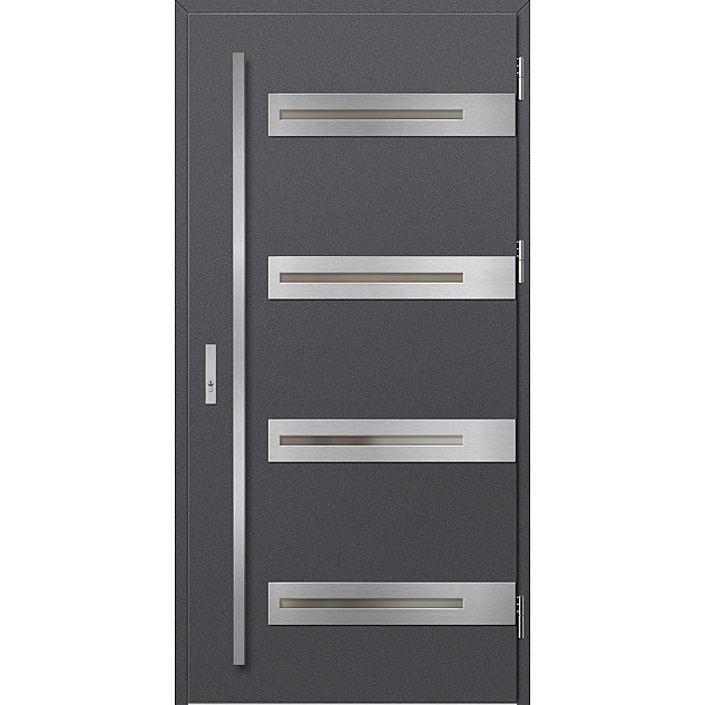 Ocelové vchodové dveře - LEOBEN 2 - Hladký Antracit, Label Inox Ocelové vchodové dveře ERKADO - LEOBEN 2 - Hladký Antracit, Label Inox