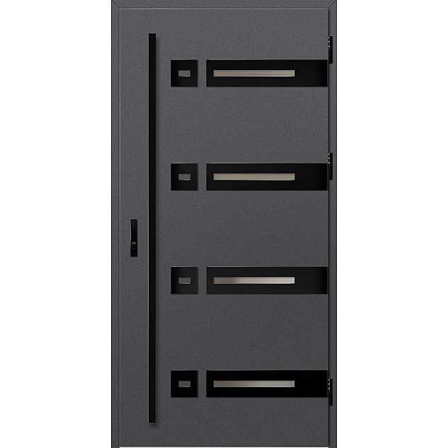 Ocelové vchodové dveře - LEOBEN 3 - Hladký Antracit, Label Black Ocelové vchodové dveře ERKADO - LEOBEN 3 - Hladký Antracit, Label Black