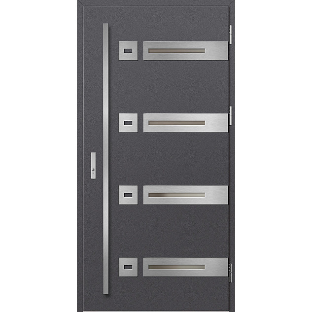 Ocelové vchodové dveře - LEOBEN 3 - Hladký Antracit, Label Inox Ocelové vchodové dveře ERKADO - LEOBEN 3 - Hladký Antracit, Label Inox