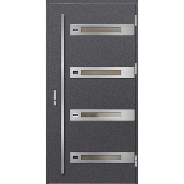 Ocelové vchodové dveře - LEOBEN 4 - Hladký Antracit, Label Inox Ocelové vchodové dveře ERKADO - LEOBEN 4 - Hladký Antracit, Label Inox