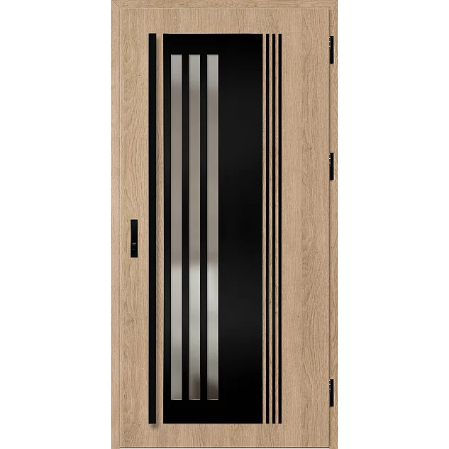 Ocelové vchodové dveře ERKADO - LINDEN 6 - Surový Dub, Label Black