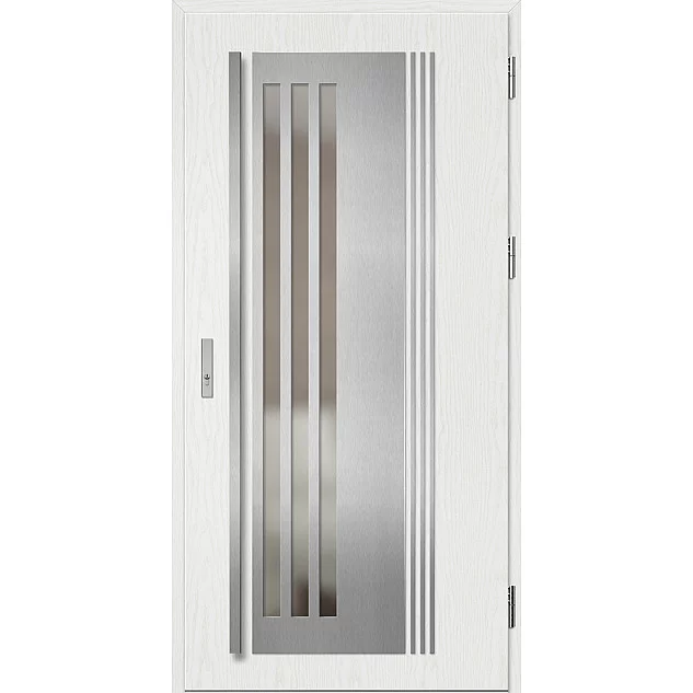 Ocelové vchodové dveře ERKADO - LINDEN 6 - Borovice Bílá, Label Inox