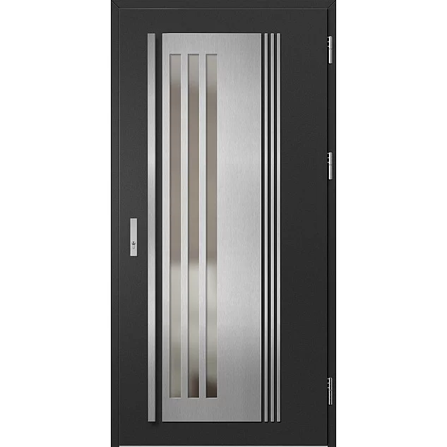 Ocelové vchodové dveře ERKADO - LINDEN 6 - Černá, Label Inox