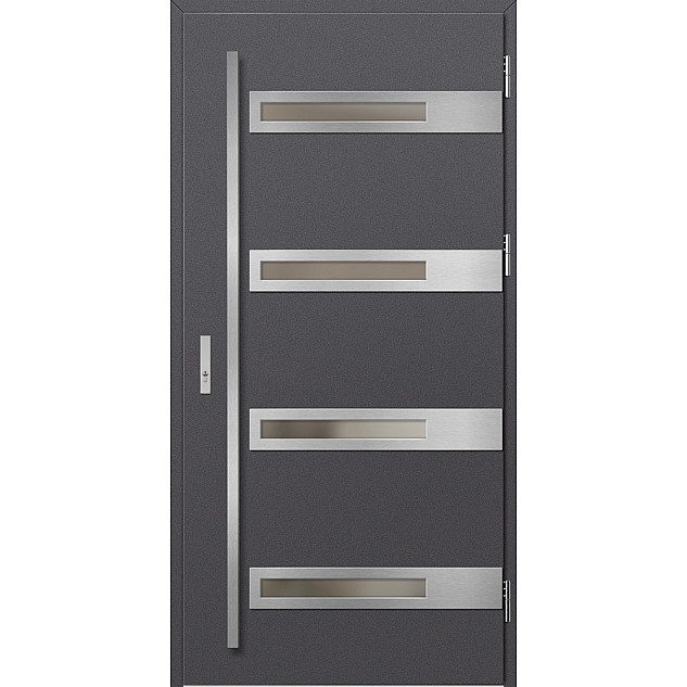 Ocelové vchodové dveře - LUCERNA 1 - Hladký Antracit, Label Inox Ocelové vchodové dveře ERKADO - LUCERNA 1 - Hladký Antracit, Label Inox