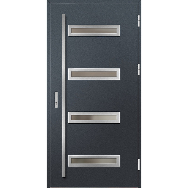 Ocelové vchodové dveře - LUCERNA 2 - Antracit Struktura, Label Inox Ocelové vchodové dveře ERKADO - LUCERNA 2 - Antracit Struktura, Label Inox