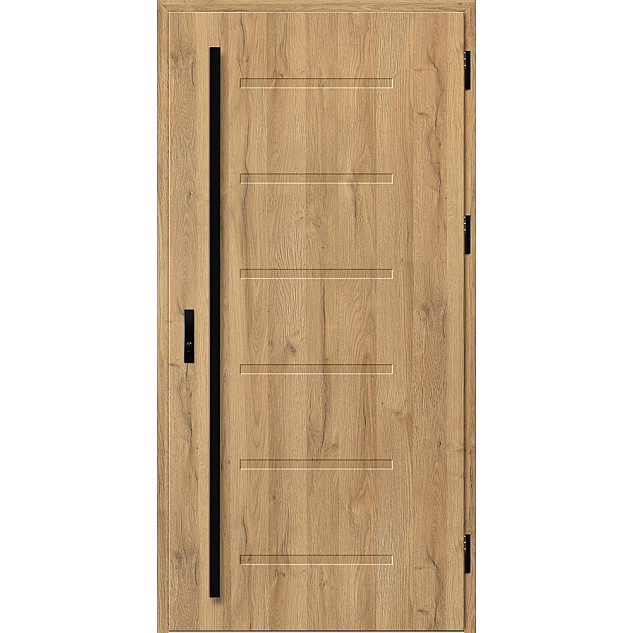 Ocelové vchodové dveře - LUTTER 4 - Dub Natur, Stamp Roller Ocelové vchodové dveře ERKADO - LUTTER 4 - Dub Natur, Stamp Roller