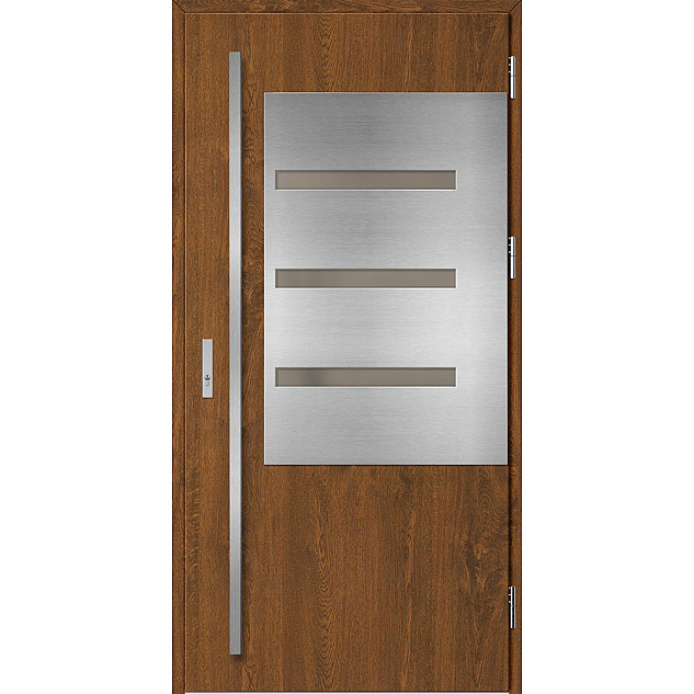 Ocelové vchodové dveře - MELK 1 - Ořech, Label Inox Ocelové vchodové dveře ERKADO - MELK 1 - Ořech, Label Inox