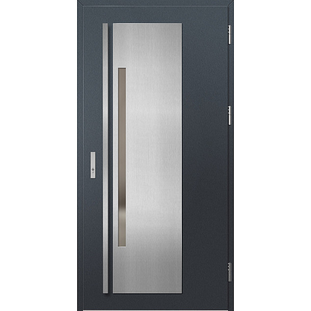 Ocelové vchodové dveře - MURTER 1 - Antracit Struktura, Label Inox Ocelové vchodové dveře ERKADO - MURTER 1 - Antracit Struktura, Label Inox