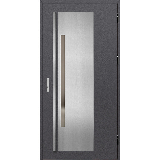 Ocelové vchodové dveře - MURTER 1 - Hladký Antracit, Label Inox Ocelové vchodové dveře ERKADO - MURTER 1 - Hladký Antracit, Label Inox