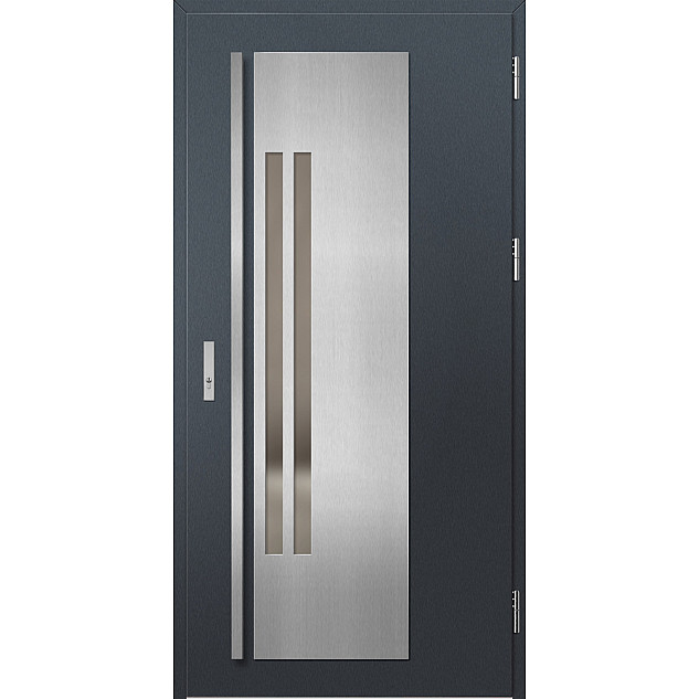 Ocelové vchodové dveře - MURTER 2 - Antracit Struktura, Label Inox Ocelové vchodové dveře ERKADO - MURTER 2 - Antracit Struktura, Label Inox